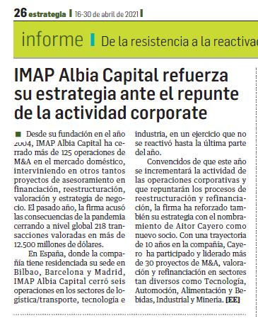 Imap Albia Capital En Estrategia Empresarial